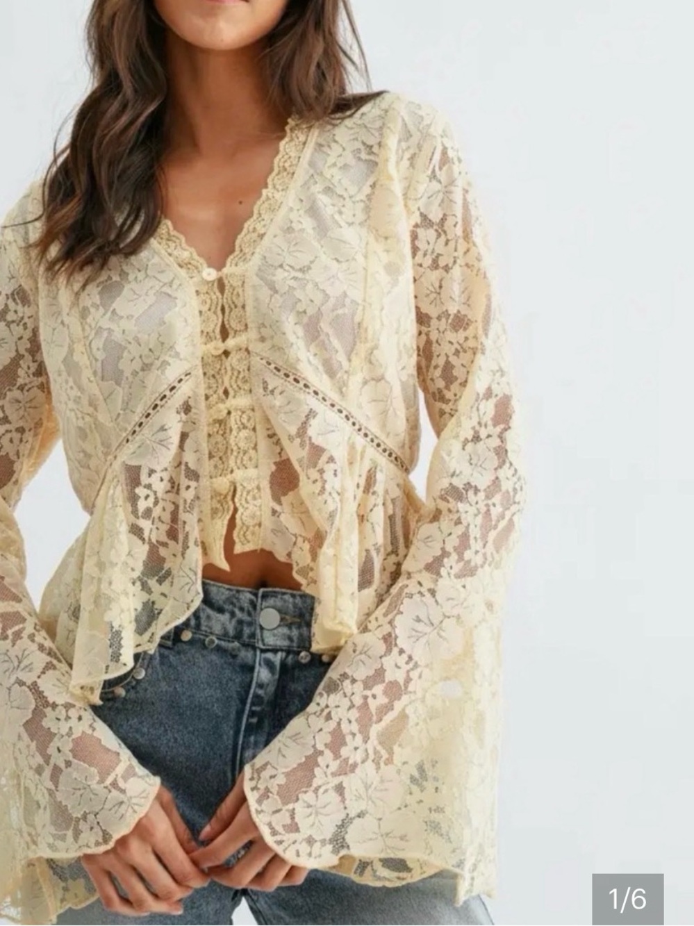 Camellia Cream Lace Peplum Blouse - Picture 7 of 8